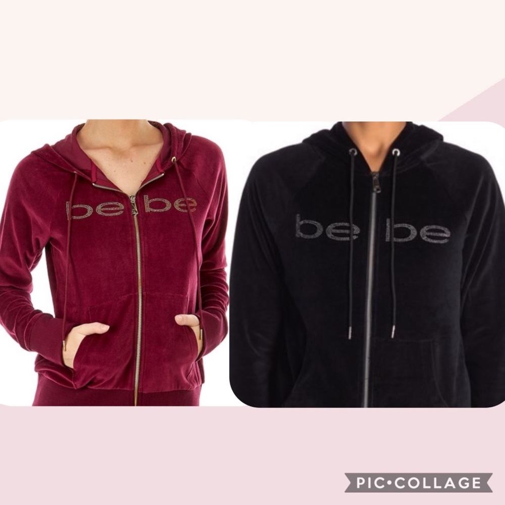 NWT Velour Zip-Up Hoodie with Crystal Logo - Picture 2 of 5
